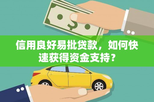 于田信用良好易批贷款，如何快速获得资金支持？