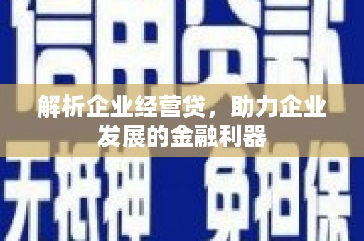 于田解析企业经营贷，助力企业发展的金融利器