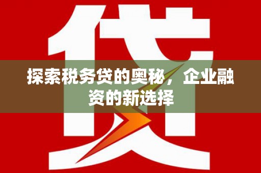 于田探索税务贷的奥秘，企业融资的新选择