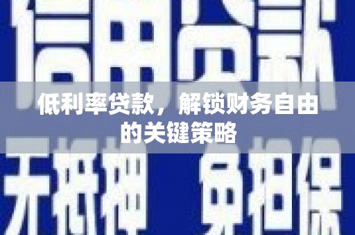 于田低利率贷款，解锁财务自由的关键策略