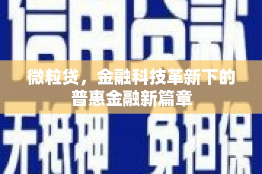 于田微粒贷，金融科技革新下的普惠金融新篇章