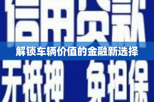 于田解锁车辆价值的金融新选择